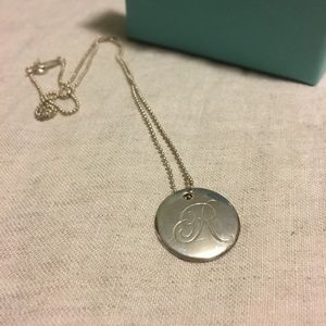 Engraved “R” necklace
